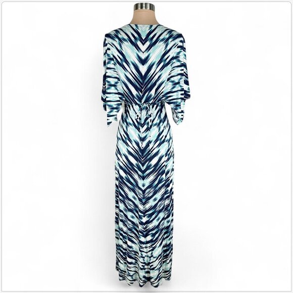 Tommy Bahama Long Beach Wind Maxi Dress Tropical Ocean Deep Color Navy Teal S - Picture 5 of 7